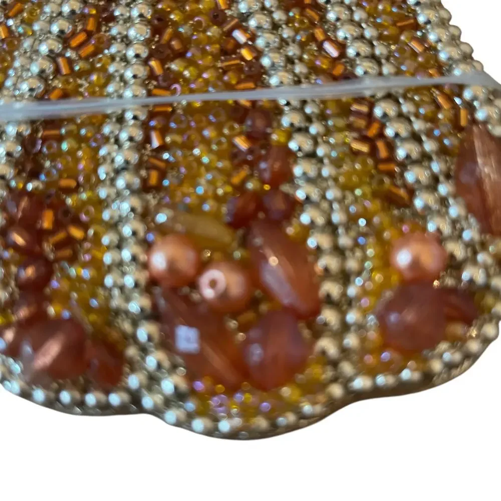 Cupcakes & Cashmere Beaded Pumpkin Ornaments 4pc Fall Decor NEW